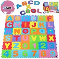 Deuba Alfombra Puzzle de 36 esteras Piezas Letras y números Alfombrilla de Juego infantíl en gomaespuma Impermeable